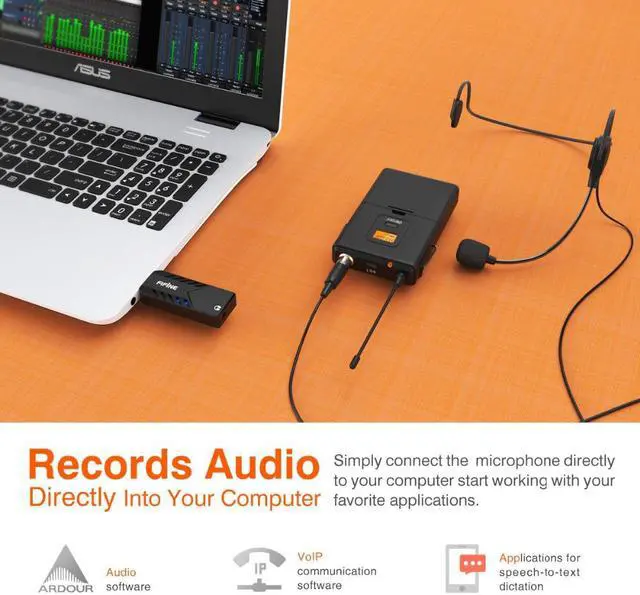 Alt view image 5 of 6 - Fifine Wireless Lavalier Microphone for PC & Mac, Condenser Microphone with USB Receiver for Interview, Recording & Podcast