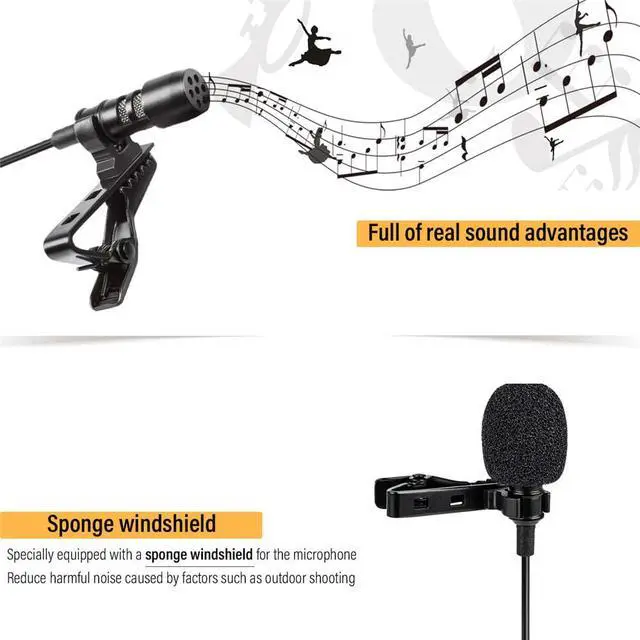 Alt view image 2 of 5 - Pro Lavalier Lapel Microphone Omnidirectional Condenser Mic for iPhone 7/7 plus/8/8 plus, iPhone X/XS Interview Video Recording