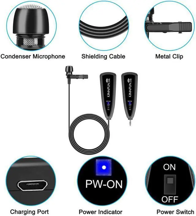 Alt view image 6 of 6 - KIMAFUN 2.4G lavalier 40 50m Wireless Microphone Headhold for Voice Amplifier iphone for Youtube recording teaching microphones