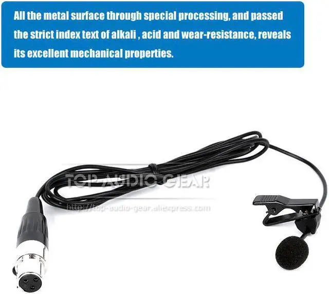 Alt view image 2 of 6 - 3 Pin Mini XLR TA3F Lavaliar Lapel Tie Clip Microphone For AKG Wireless Microphone System WMS SR PT 450 470 420 4500 Bodypack