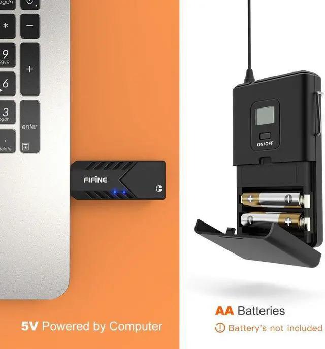 Alt view image 4 of 6 - Fifine Wireless Lavalier Microphone for PC & Mac, Condenser Microphone with USB Receiver for Interview, Recording & Podcast