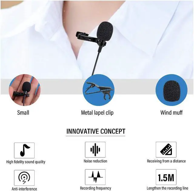 Alt view image 4 of 5 - Pro Lavalier Lapel Microphone Omnidirectional Condenser Mic for iPhone 7/7 plus/8/8 plus, iPhone X/XS Interview Video Recording