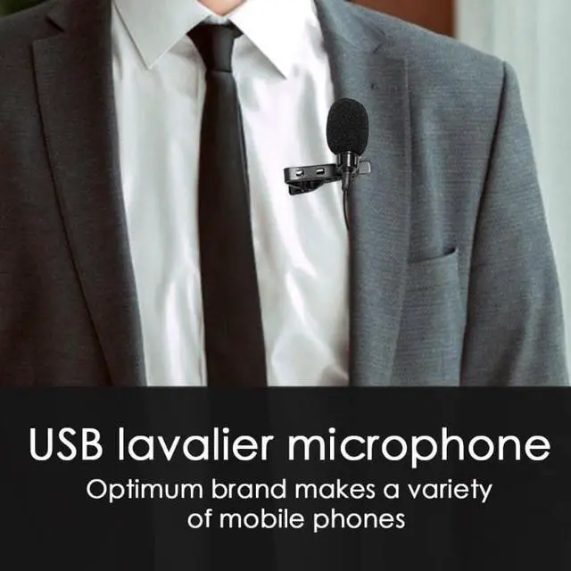 Alt view image 2 of 6 - Mini USB Cable Microphone Lavalier Tie Clip Microphone Mic for Recording Live