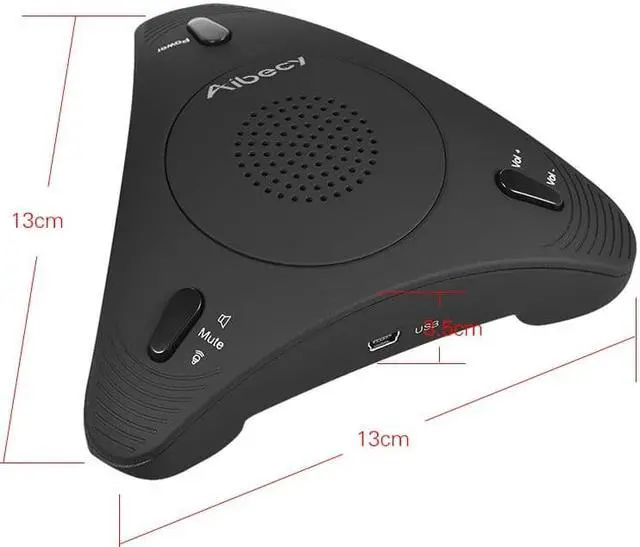 Alt view image 2 of 6 - Aibecy Desktop Computer Conference Omnidirectional Condenser Microphone Mic Speaker Speakerphone 360 Audio Pickup Plug &amp