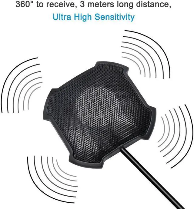 Alt view image 3 of 6 - Conference Microphone Omnidirectional 360 Condenser Desktop Voice Recorder 3.5mm Audio Jack Mic Pickup for PC Microfone