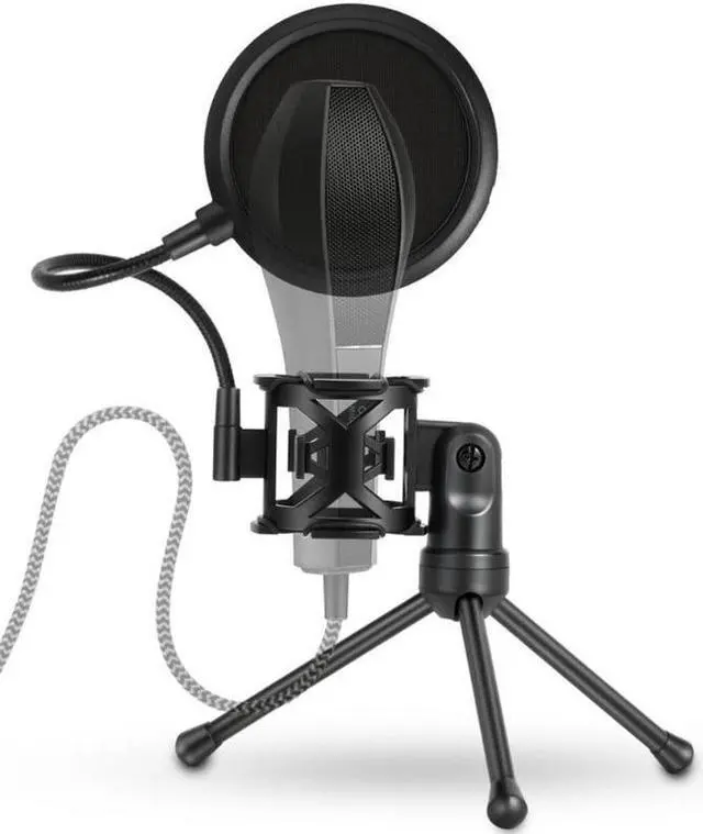 Alt view image 5 of 6 - Foldable Microphone Shockproof Shock Mount Filter Bracket Stand Mic Tripod Portable Desktop Conference Mic with Saliva Mask