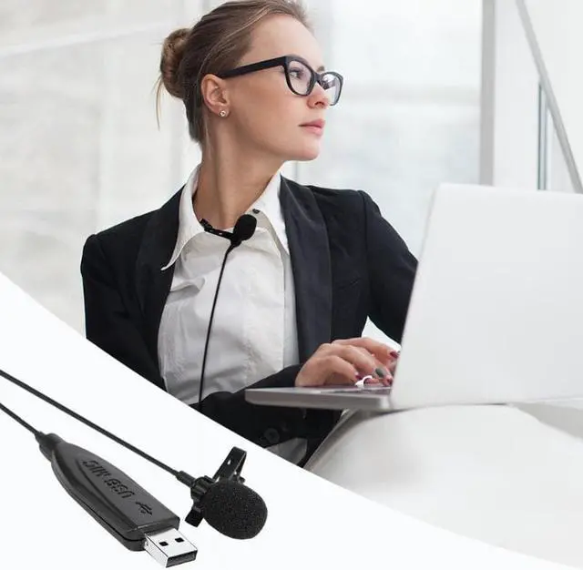 Alt view image 3 of 6 - Mini USB Cable Microphone Lavalier Tie Clip Microphone Mic for Recording Live
