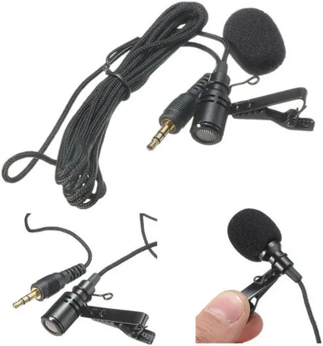 Main image of 3.5mm High Sensitive 2.4M Tie Clip on Lapel Lavalier Mic Microphone Black for Desktop Laptop MP3 MP4
