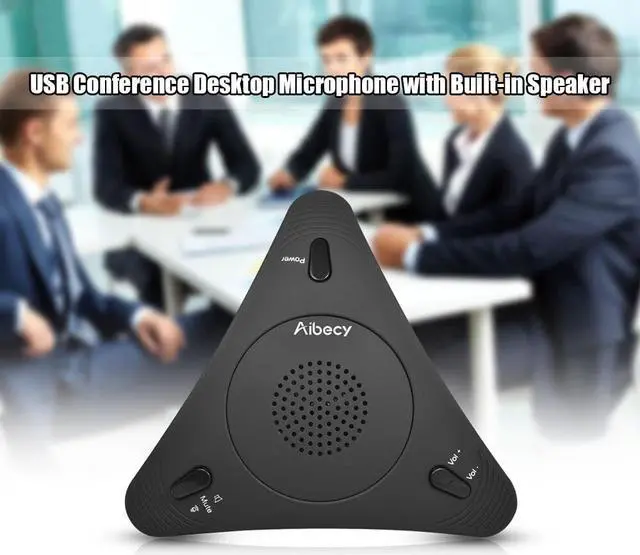 Alt view image 6 of 6 - Aibecy Desktop Computer Conference Omnidirectional Condenser Microphone Mic Speaker Speakerphone 360 Audio Pickup Plug &amp