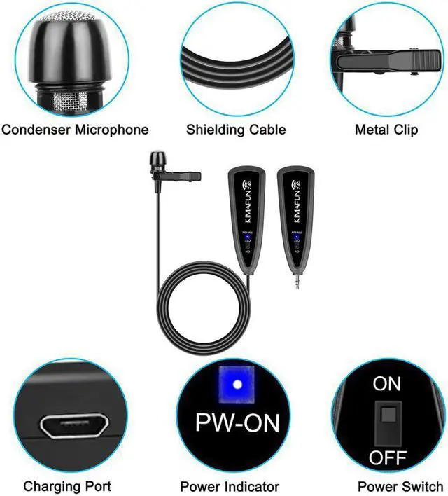 Alt view image 4 of 6 - KIMAFUN 2.4G Lavalier Lapel Collar Clip on Wireless Microphone Voice Amplifier for Teaching Lecture Conference Speech Promotion