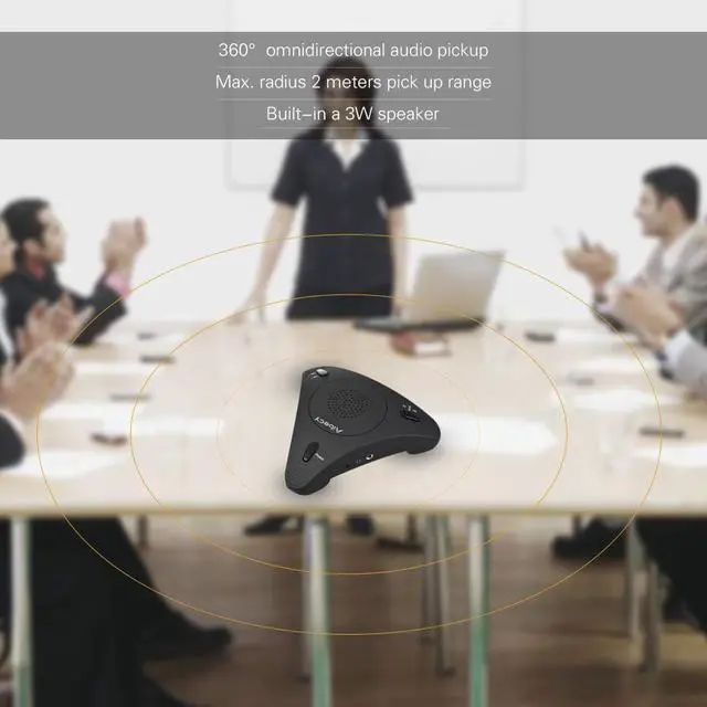 Alt view image 5 of 6 - Aibecy Desktop Computer Conference Omnidirectional Condenser Microphone Mic Speaker Speakerphone 360 Audio Pickup Plug &amp