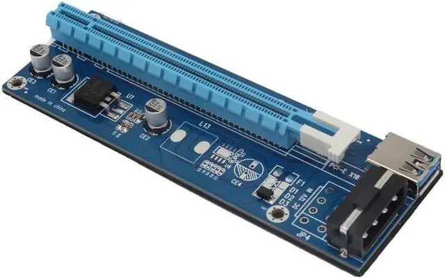 Alt view image 5 of 6 - PCI-E PCI E Express 1x to 16x graphics Card Riser Card Adapter USB 3.0 Cable SATA to 4Pin IDE Molex Power Supply For BTC Miner