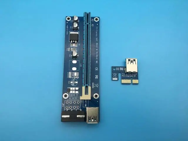 Alt view image 2 of 6 - 60cm PCI-E PCIe PCI Express 1x to 16x Riser USB 3.0 Extender Cable with Sata to 4Pin IDE Power Supply for BTC Miner RIG