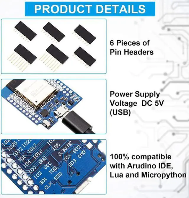 Alt view image 4 of 6 - LIVE MINI KIT ESP32 Wireless Wifi Bluetooth 2 In 1 Dual-Core CPU Development Board Module