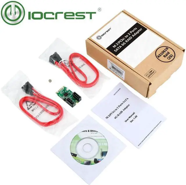 Alt view image 6 of 6 - M.2(pcie ) to 2 Port SATA 6G RAID Adapter Internal M.2 SATA RAID Controller Card