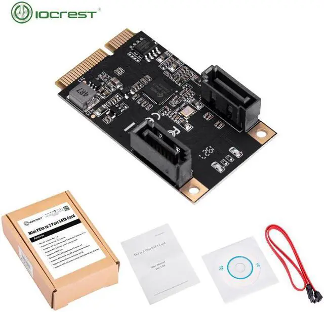 Alt view image 6 of 6 - 2 Port SATA III Full Height Mini PCIE 3.0 gen3 high speed Controller Card
