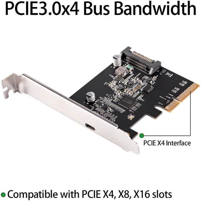 Alt view image 4 of 6 - PCIE3.0 To USB3.2 Type-c 20G Data Transfer and 20W Quick Charge USB-C controller Card