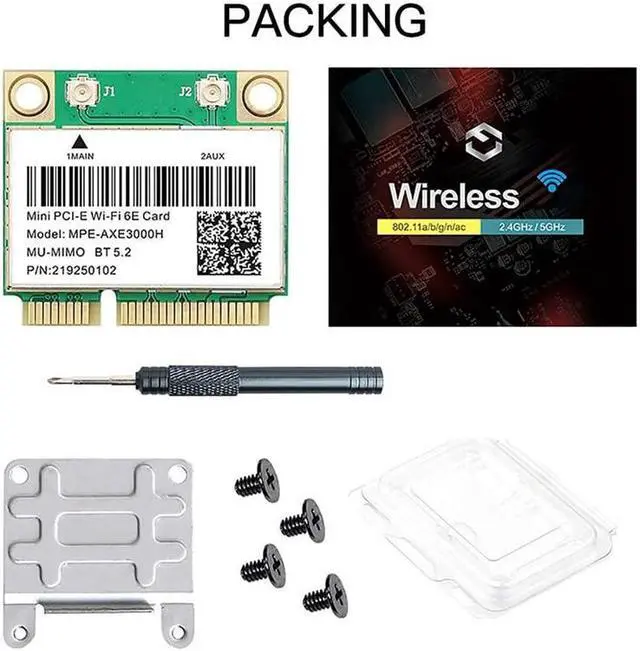 Alt view image 6 of 6 - Wi-Fi 6E Mini PCI-E WiFi Network Card MPE-AXE3000H 2.4GHz 5GHz 6GHz 5400Mbps Wireless Card BT5.2 802.11AX AC