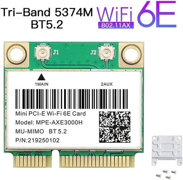 Alt view image 5 of 6 - Wi-Fi 6E Mini PCI-E WiFi Network Card MPE-AXE3000H 2.4GHz 5GHz 6GHz 5400Mbps Wireless Card BT5.2 802.11AX AC