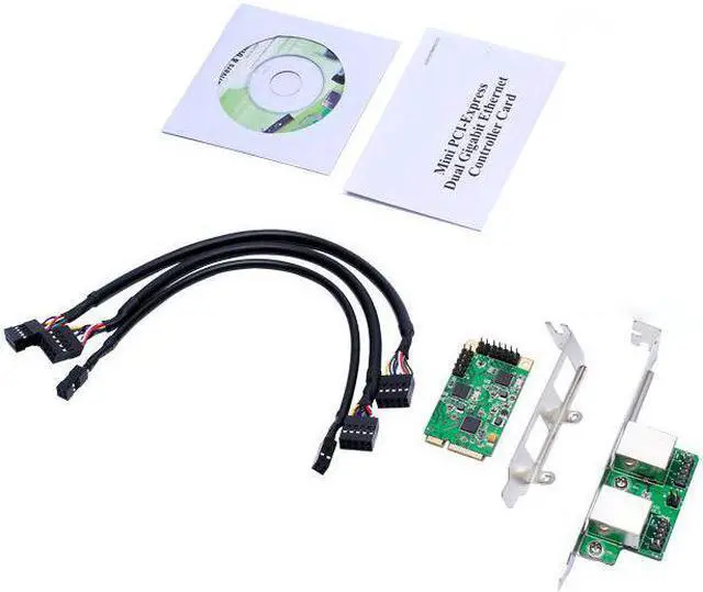 Alt view image 2 of 5 - Desktop Mini PCI-Express Dual Gigabit Ethernet Controller Card RTL8111 Chips 2 Ports Rj45 Lan 10/100/1000 Mbps Nic Network Card