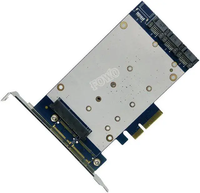 Alt view image 3 of 4 - 4 SATA III PCI-E X4 Controller Card, RAID Controller SATA3.0 HyperDuo 3 ports SATA 7pin + 1 port SATA 22pin PCIe Card