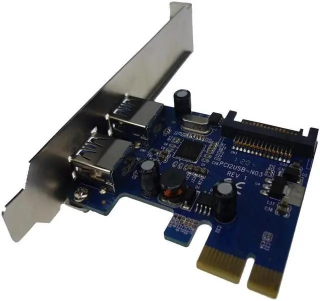 Alt view image 5 of 6 - Amify 2-Port SuperSpeed USB 3.0 PCI-E PCIE PCI Express Connector Adapter usb3.0 Add On Card Low Profile