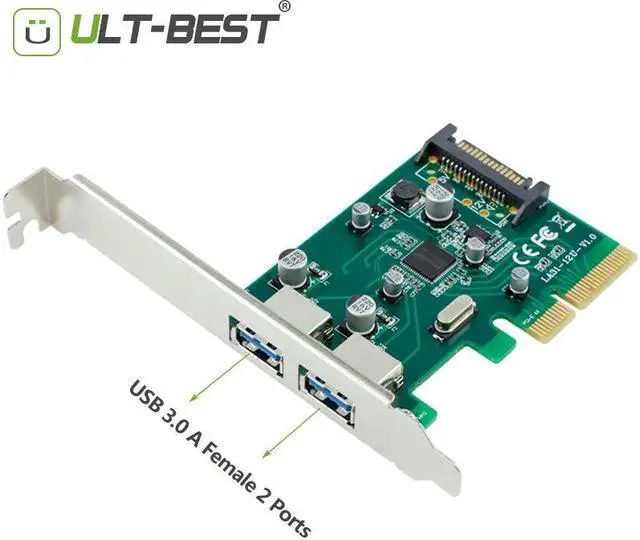 Alt view image 2 of 6 - 2 ports USB 3.0 to PCI Express Controller Card Bracket pci-e 4x to USB3.0 Add On Cards Adapter