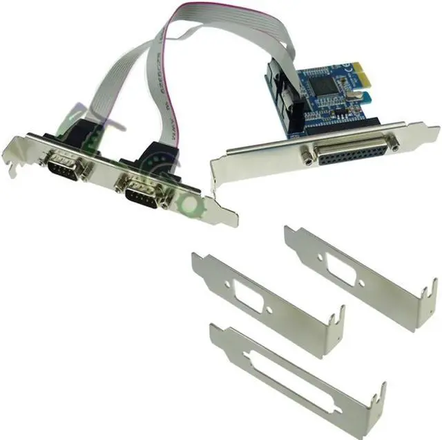 Alt view image 2 of 4 - Amify PCIE PCI-E to Dual serial port card DB9 RS232 RS-232 2-Port LPT parallel portX1 serial card 2 Serial COM expansion card