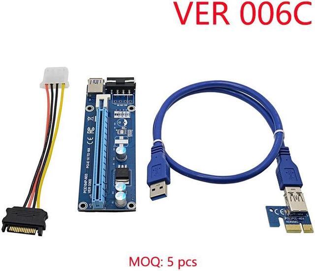 Main image of PCIe PCI-E PCI Express Riser Card 1x to 16x USB 3.0 SATA to 6Pin IDE Molex Power Supply for BTC Miner Machine 30cm