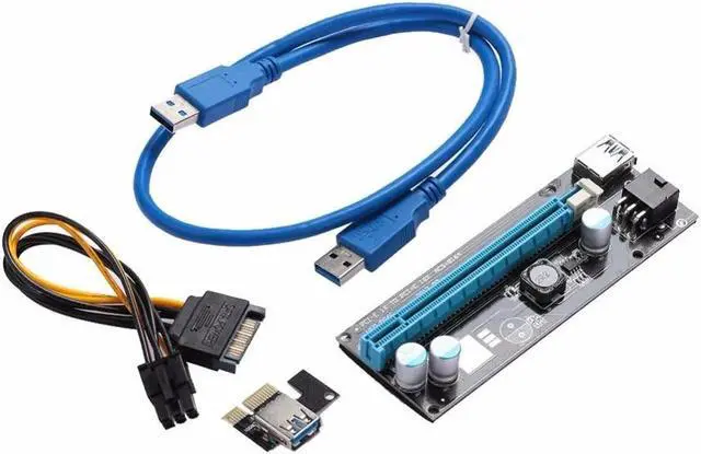 Main image of High Speed USB 3.0 PCI-E Riser 1X to 16X Extender Riser Card Graphic Card Adapter with 6pin to SATA Power Line for BTC