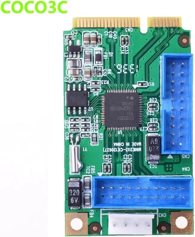 Alt view image 2 of 4 - Mini PCIe to 4 ports USB 3.0 adapter mini PCI-e to Dual 19Pin USB 3.0 header + 19P USB female header to 2 USB3.0 spiltter cable