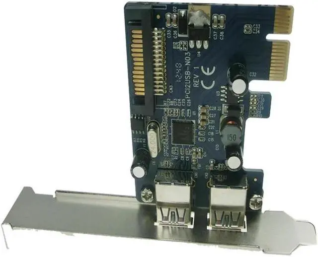 Alt view image 2 of 6 - Amify 2-Port SuperSpeed USB 3.0 PCI-E PCIE PCI Express Connector Adapter usb3.0 Add On Card Low Profile