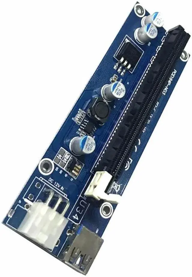 Alt view image 3 of 6 - PCIe Riser Card PCI-E Express 1x to 16x Extender Riser Card with SATA 15Pin-6Pin Power Cable 60cm USB3.0 cable for BTC Mining