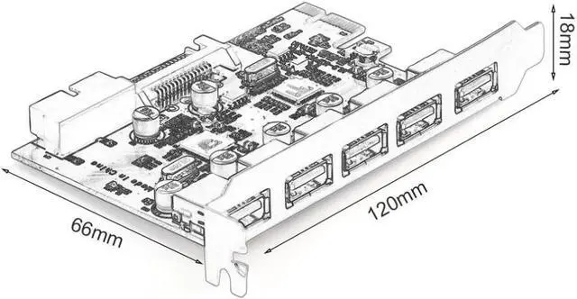Alt view image 6 of 6 - Amify 5 Ports Super Speed USB 3.0 PCI-E PCI Express PCI Expansion Card Host Card Hub Controller Adapter U3P7N-5P1H-I