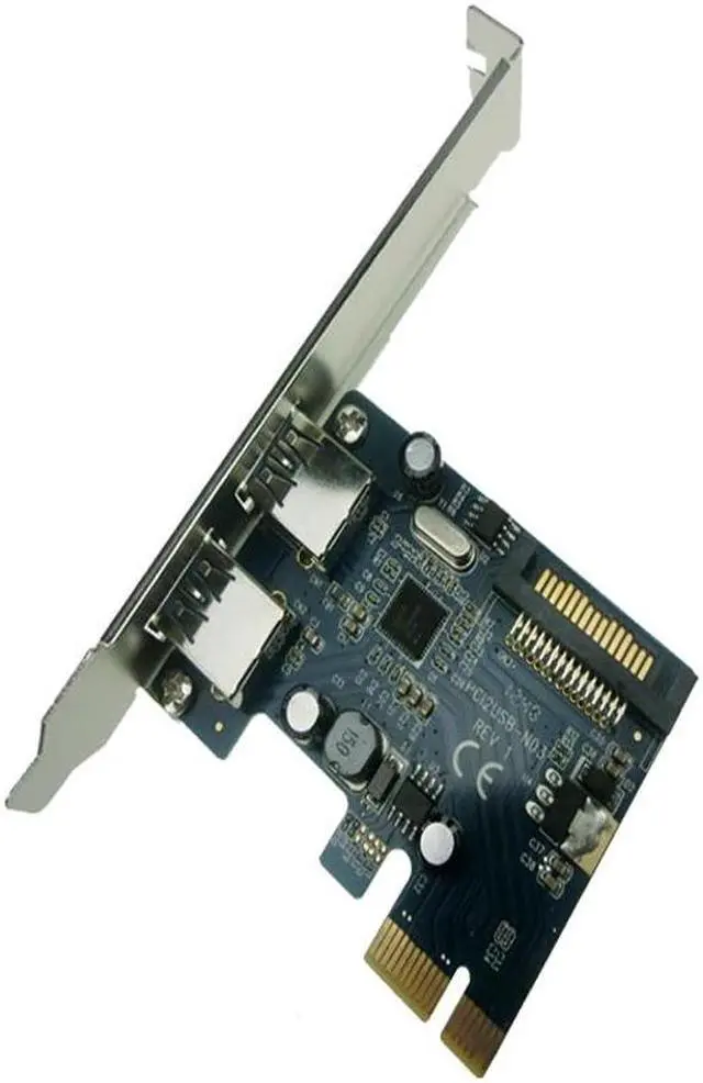 Alt view image 3 of 6 - Amify 2-Port SuperSpeed USB 3.0 PCI-E PCIE PCI Express Connector Adapter usb3.0 Add On Card Low Profile
