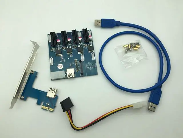 Main image of aad in card PCIe 1 to 4 PCI express 1X slots Riser Card Mini ITX to external 4 PCI-e slot adapter PCIe Port Multiplier Card