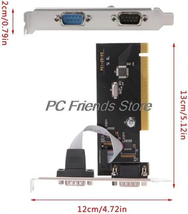 Alt view image 2 of 5 - 2 Port RS232 Serial Port COM To PCI Card Adapter Converter WCH351 Chip