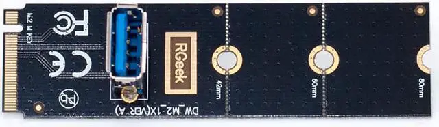 Alt view image 4 of 6 - M.2 to PCI-E Riser Card M2 NGFF Slot to PCIe Expansion Card Convertor USB 3.0 Extender Adapter for Graphics Cards for BTC Miner