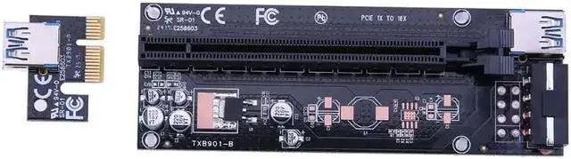 Alt view image 2 of 6 - PCI-E PCI Express 1x to 16x Extender Riser Card Adapter Kit 6 solid capac USB 3.0 Cord SATA 15 to 4pin Power Cable for BTC Miner