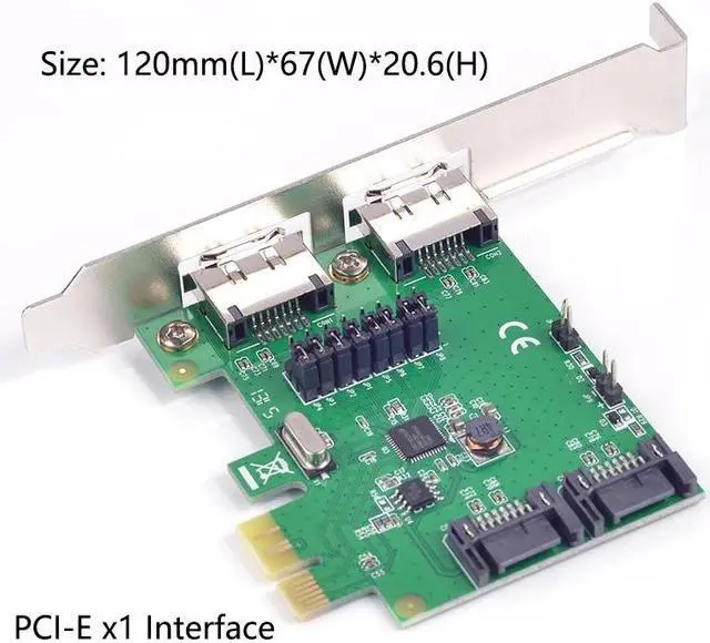 Alt view image 4 of 6 - 2 Ports SATA + 2 ports eSATA 6G PCI Express Controller Card PCI-e To SATA III 3.0 Converter SATA3.0