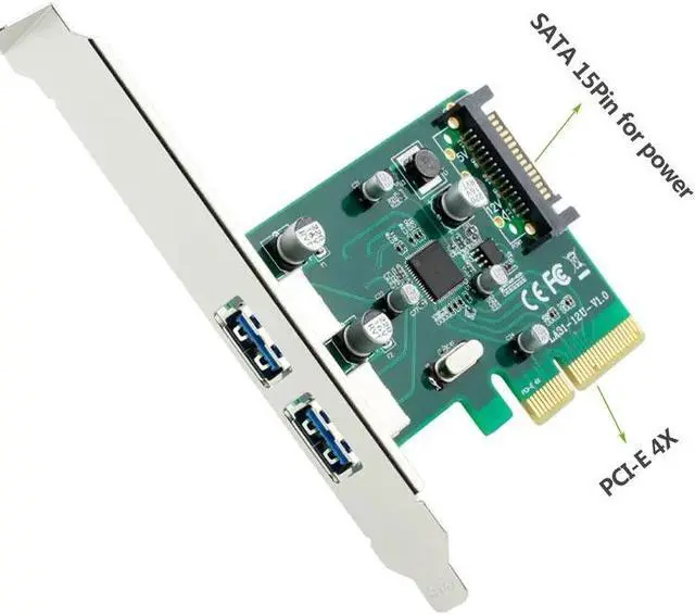 Alt view image 4 of 6 - 2 ports USB 3.0 to PCI Express Controller Card Bracket pci-e 4x to USB3.0 Add On Cards Adapter