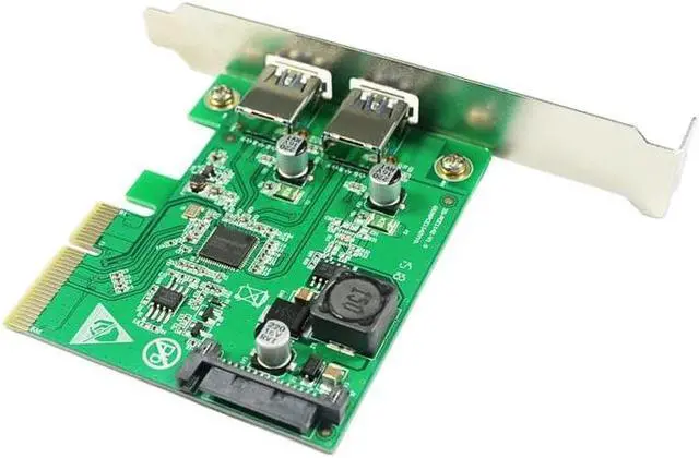 Alt view image 4 of 6 - Desktop PCI Express x4 to Dual USB3.1 Type A port Adapter 2 ports USB 3.1 Type-A PCI-e Controller Card SATA power Supply