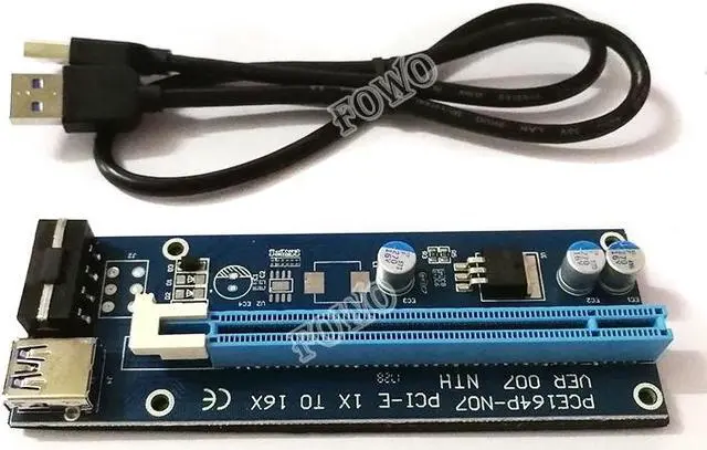 Main image of 60cm PCI-E extender PCI Express Riser Card 1x to 16x USB 3.0 SATA to 4Pin IDE Molex Power for BTC Miner Machine