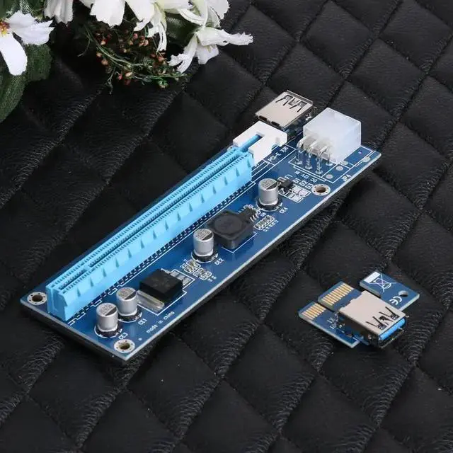 Alt view image 5 of 6 - PCI-E1X to 16X Upgraded Version PCI-E Express Extender Riser Card SATA 15Pin Male to 6Pin Power Line USB 3.0 Cable for Mining