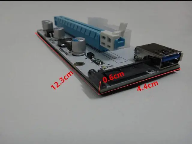 Alt view image 4 of 6 - PCIe PCI-E PCI Express Riser Card 1x to 16x USB 3.0 Cable Adapter SATA to 4Pin IDE Molex 6 pin for BTC Miner Machine