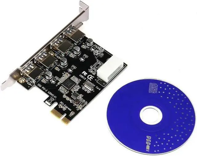 Alt view image 5 of 5 - Amify PCI-E to USB 3.0 4-Port PCI Express Extender Riser Card 4Pin Power Cable Supply Interface