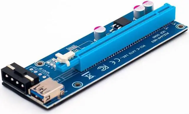 Alt view image 3 of 6 - 60cm PCI-E extender PCI Express Riser Card 1x to 16x USB 3.0 SATA to 4Pin IDE Molex Power for Mining Bitcion Miner