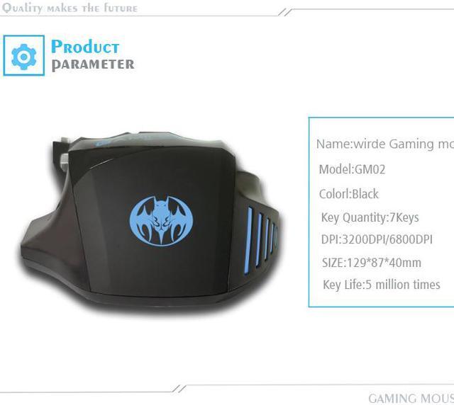 Alt view image 4 of 6 - Stanstar Hidden Bat USB Wired Optical Gaming Mouse 7-Key Illuminated Breathing Light Firepower Button(Black Four 3200DPI)