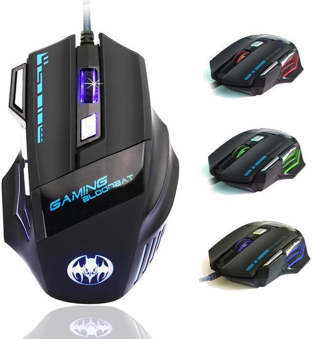 Alt view image 5 of 6 - Stanstar Hidden Bat USB Wired Optical Gaming Mouse 7-Key Illuminated Breathing Light Firepower Button(Black Four 3200DPI)