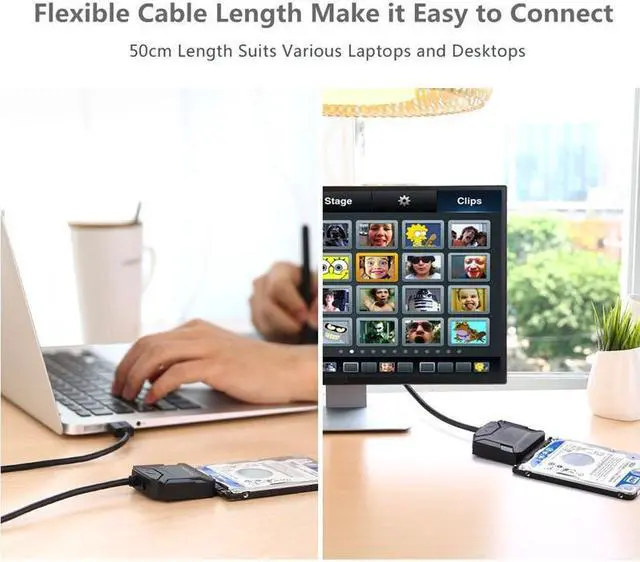 Alt view image 7 of 7 - Stanstar USB 3.0 to SATA hard drive cable USB 3.0 easy drive cable support all hard drives